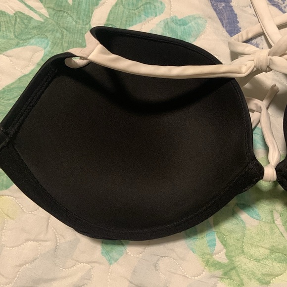 Victoria’s Secret push up bikini top. Black and white with gold accent. - Picture 4 of 6